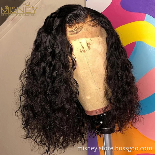 Water Wave Short Bob Lace Front Human Hair Wigs 13x4 Brazilian Hair Bob Wigs Preplucked For Women Full Hair Frontal Wigs